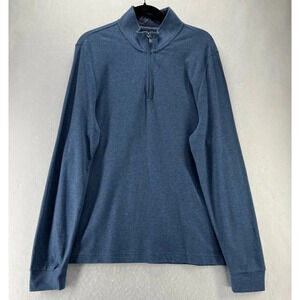 Jos A Bank Sweater Mens Size M Tailored Fit 1/4 Zip Pullover Cotton Blue